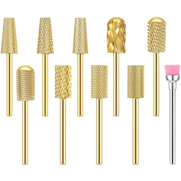 10 Pieces Nail Drill Bits Set, 3 Pieces Cone Tapered Barrel Carbide Nail Cuticle - Picture 1 of 7